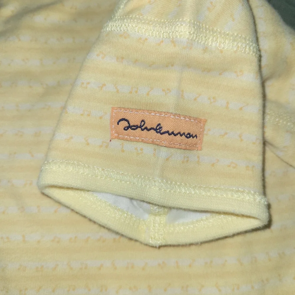 Vtg 2001 Carters John Lennon Imagine Yellow Musical Note Bodysuit 3-6M